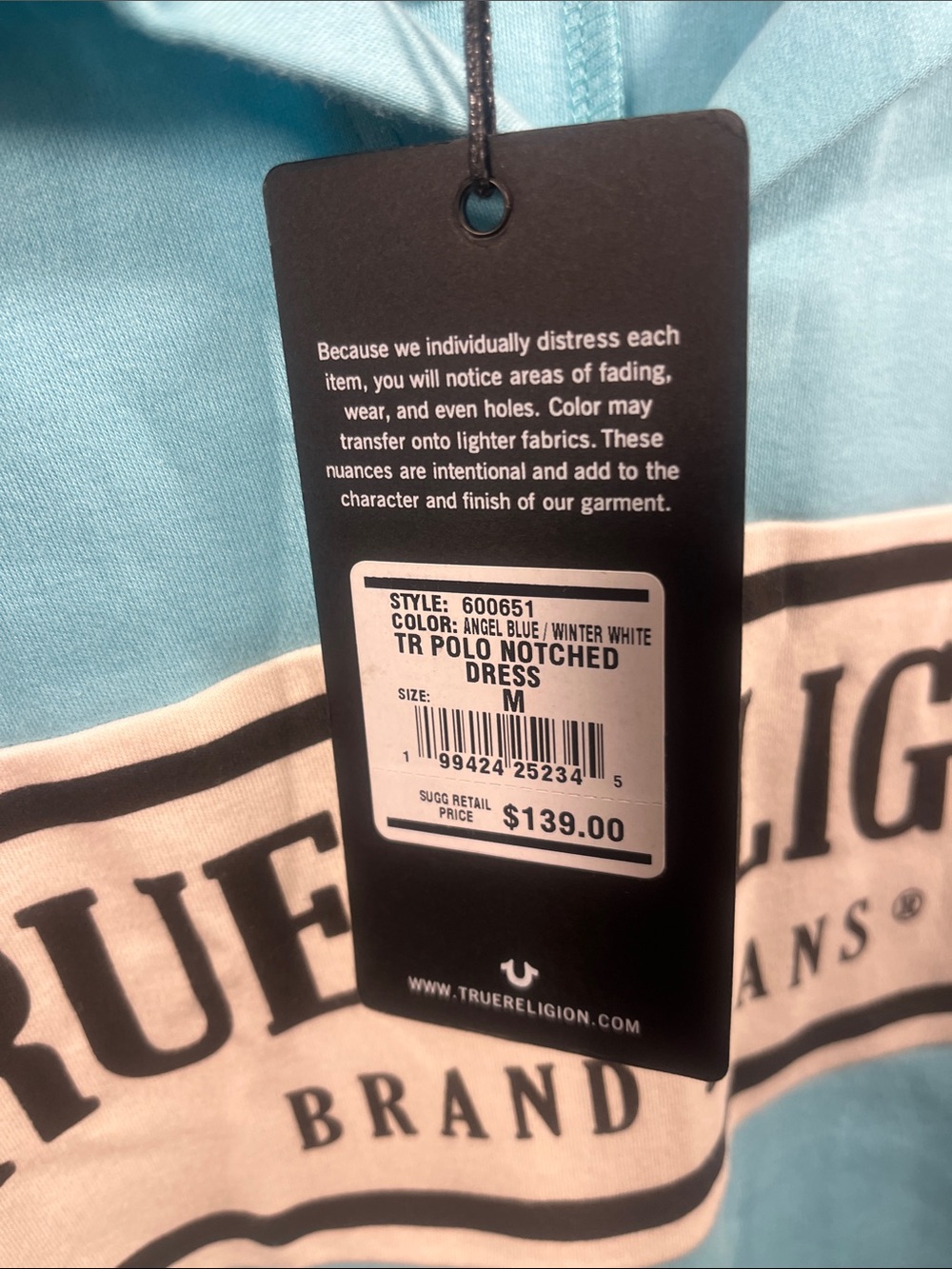 True Religion Light Blue Polo Midi Dress with White Stripe - Picture 3 of 4